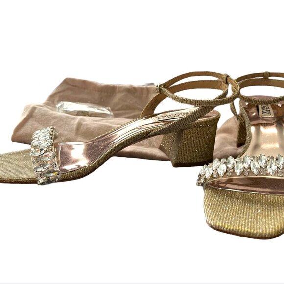 Badgley Mischka Harlow Ankle Strap Block Heel (Platino Gold) - Picture 4 of 9